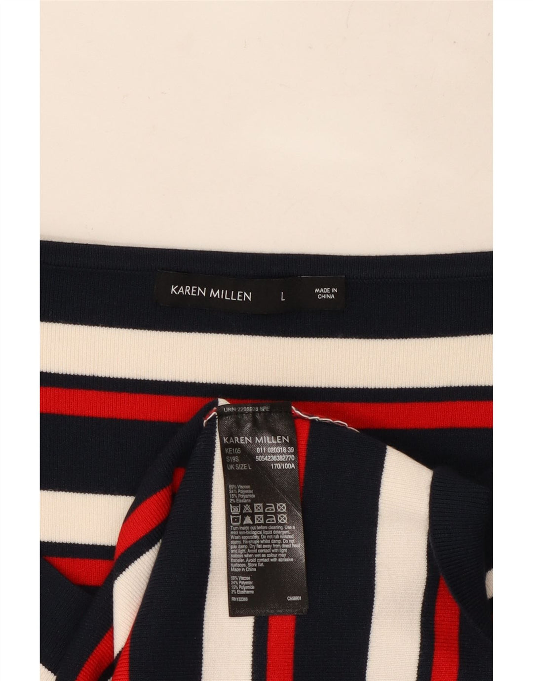 KAREN MILLEN Haut Femme Manches Longues UK 14 Large Rayé Multicolore