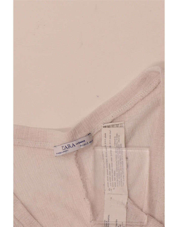 Zara Womens Crop Oversize Blouse Top UK 10 Petit Rose Polyester