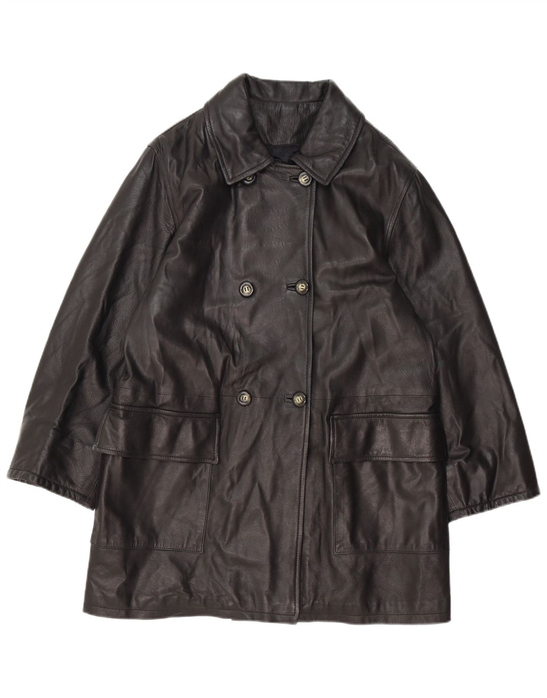vintage Femme Oversize Double Breasted Manteau IT 42 Moyen Noir