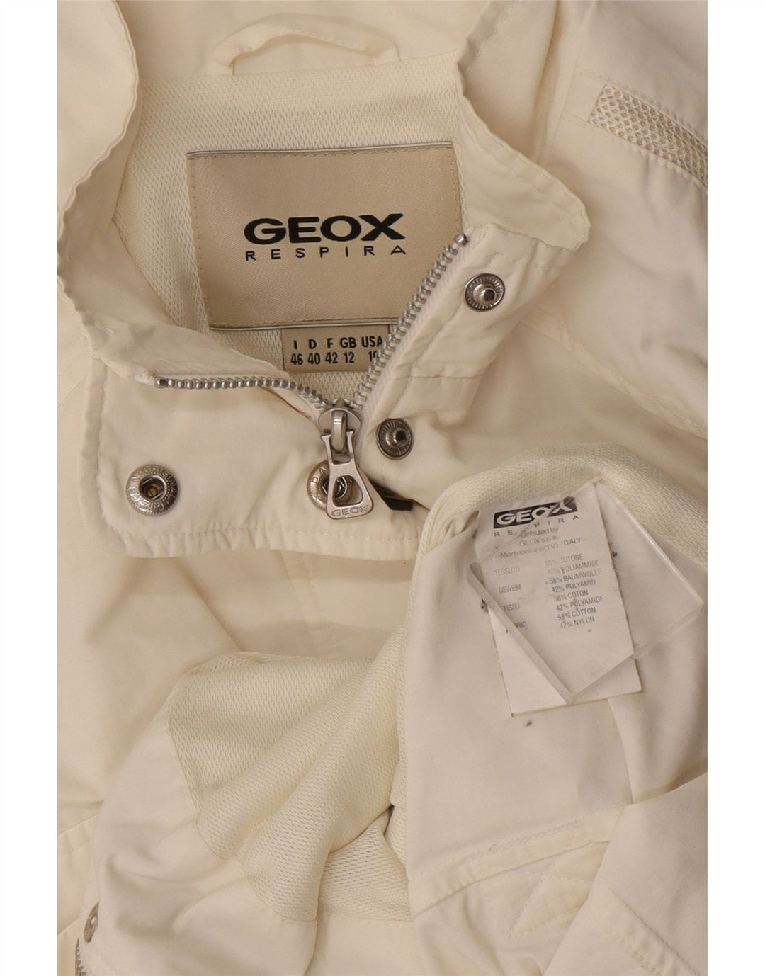 Geox Veste utilitaire Respira pour femme UK 12 Medium Off White Coton