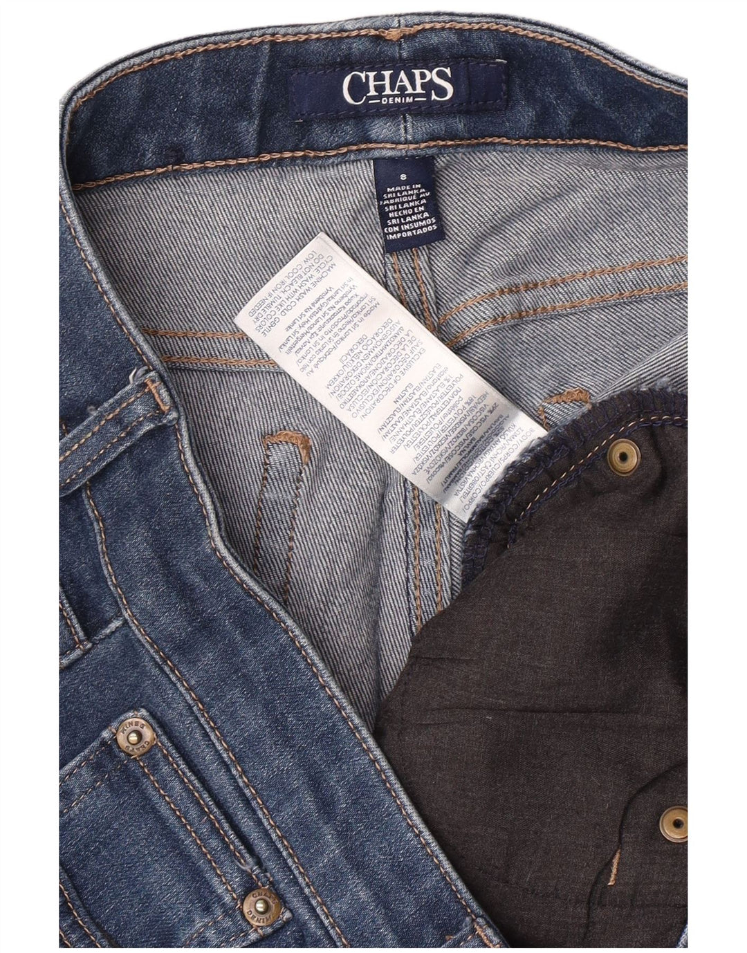 CHAPS Jean Slim Femme US 8 Medium W30 L30 Bleu Coton