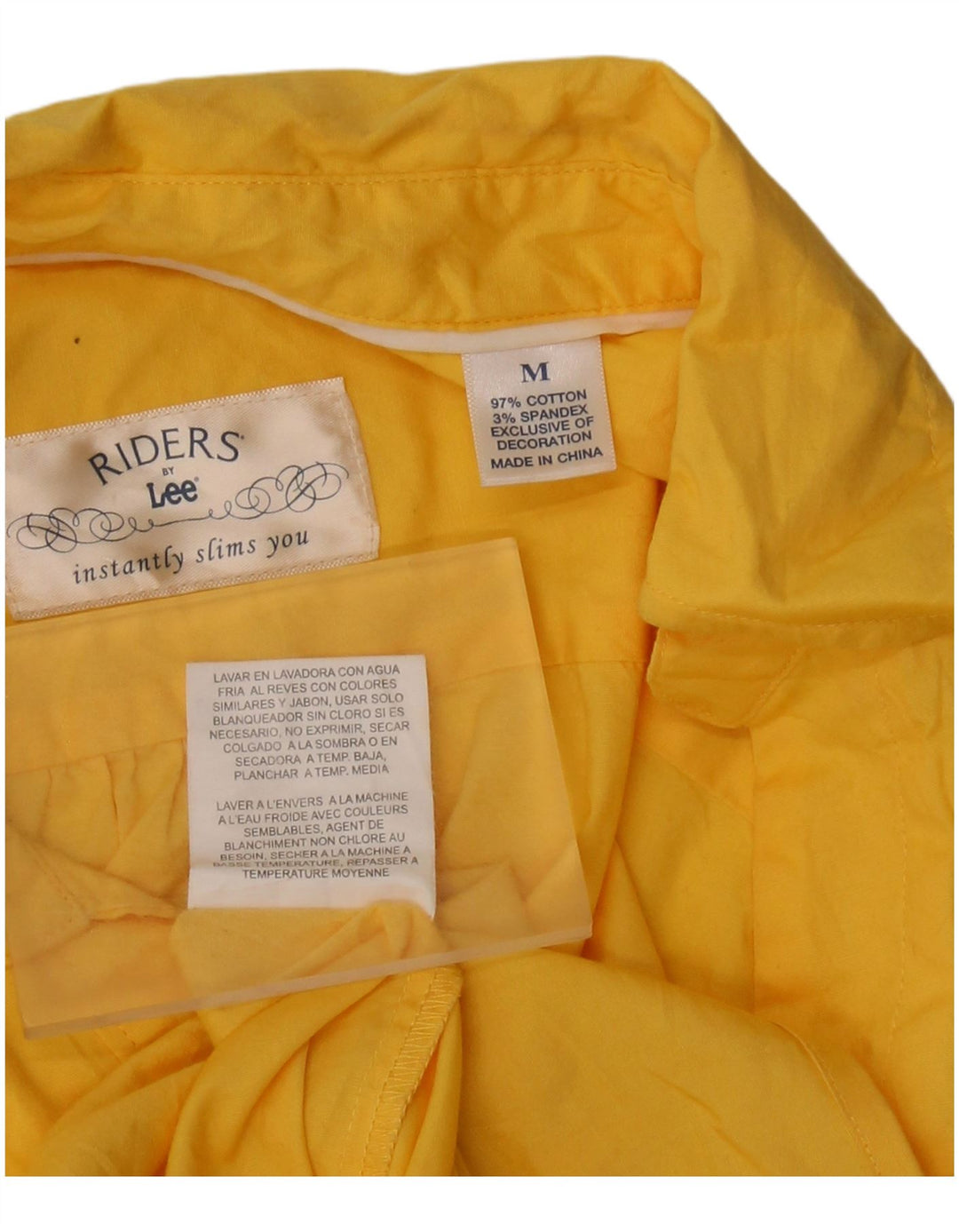 LEE Chemise à manches courtes Riders pour femme UK 14 en coton jaune moyen