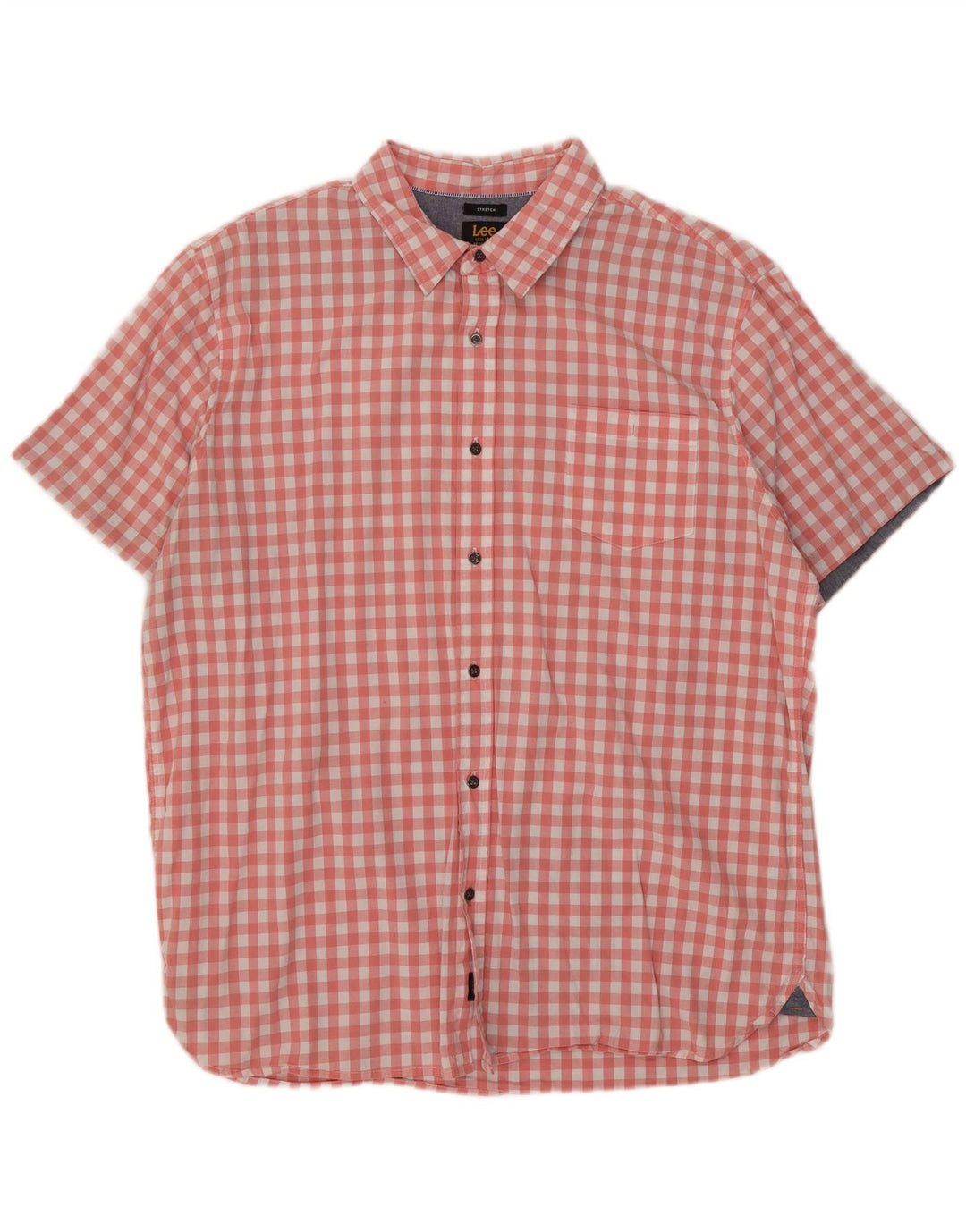 Lee Chemise extensible à manches courtes pour homme, coupe régulière, en coton vichy rose, 2XL