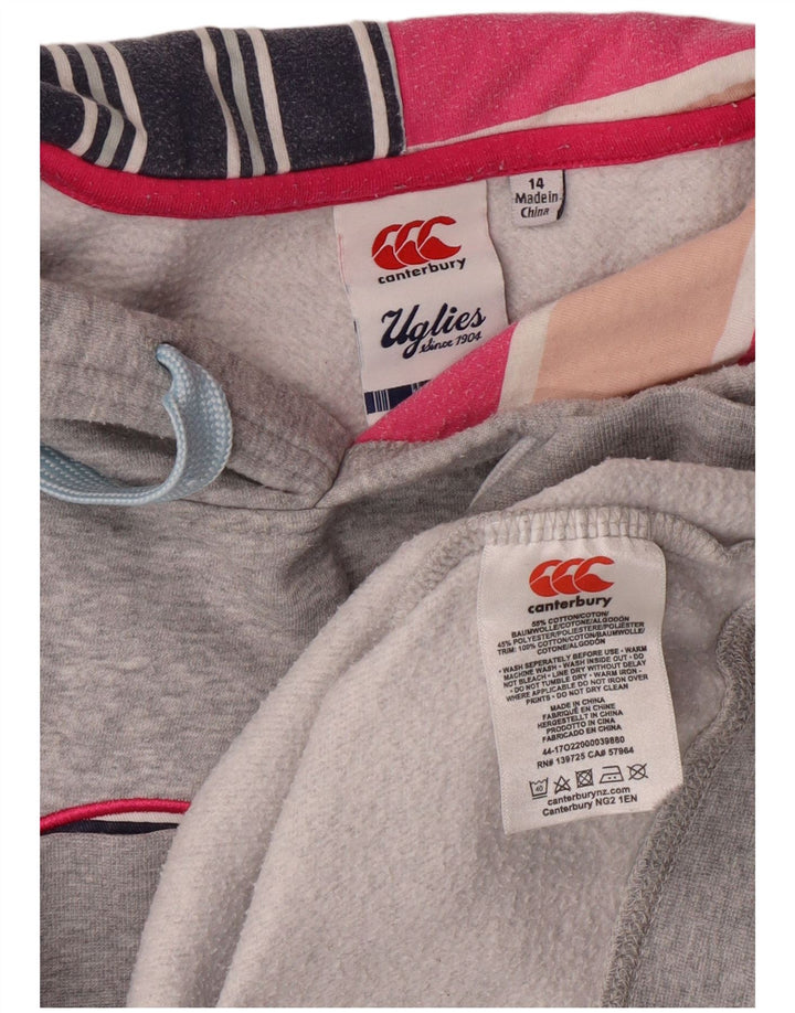 CANTERBURY Pull à capuche graphique pour femme UK 14 Grand coton gris