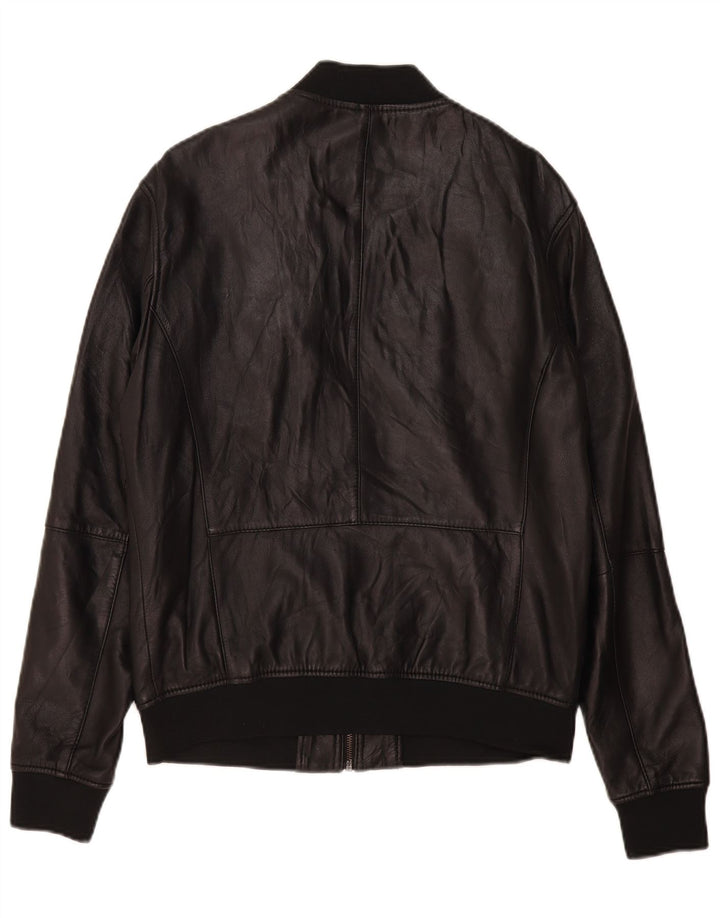 Zara Veste en cuir pour homme UK 40 Large Noir