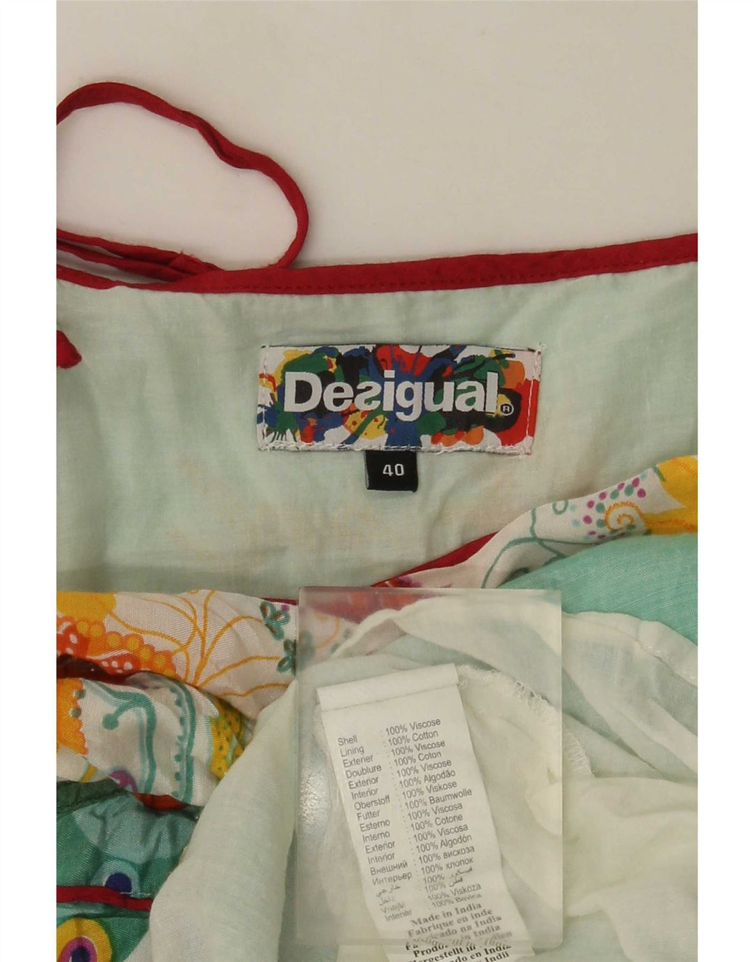 Desigual Robe d'été graphique pour femme EU 40 Bleu moyen Floral Viscose