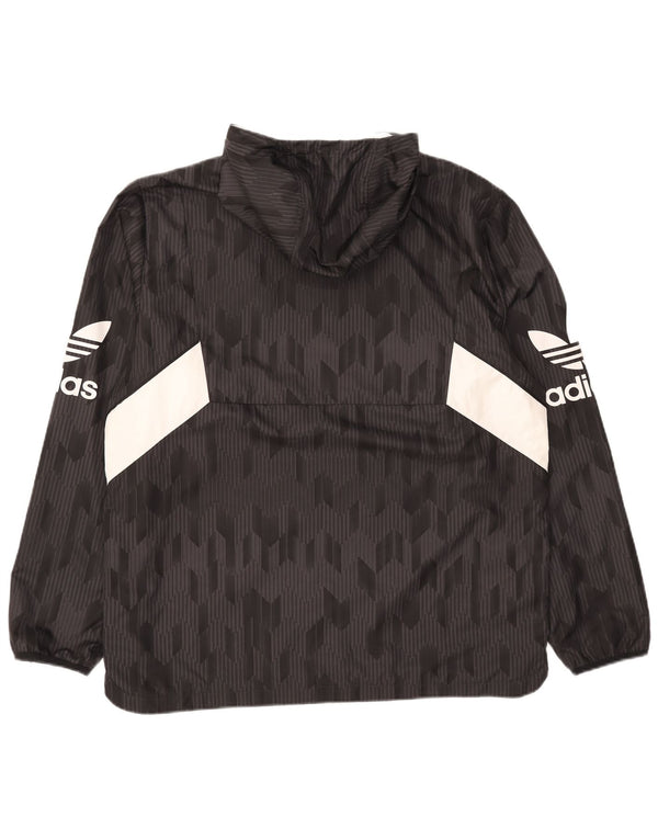 Adidas Veste Anorak à capuche graphique pour homme UK 42 XL Noir Colourblock