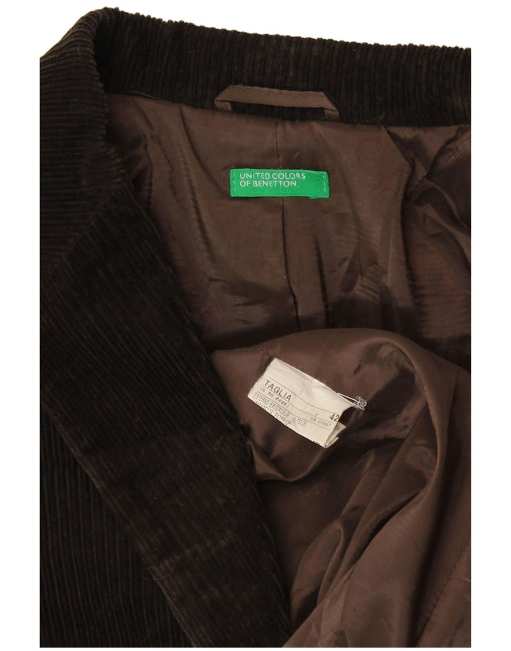 Benetton Veste Blazer En Velours Côtelé À 3 Boutons Pour Femme IT 42 Coton Marron Moyen