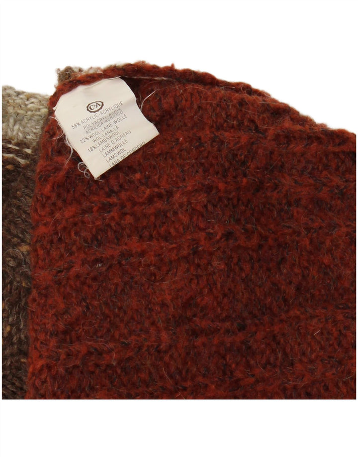 VINTAGE Pull Cardigan Femme UK 16 Grand Colorblock Multicolore