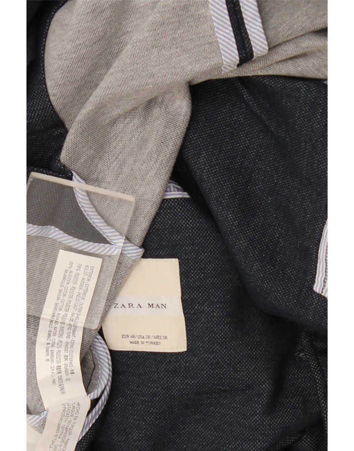 Zara Veste Blazer 2 Boutons Homme EU 46 Petit Bleu Marine Polyester