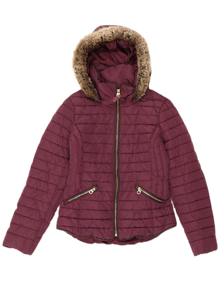 JOULES Veste matelassée à capuche pour femme UK 10 Small Bordeaux Polyester