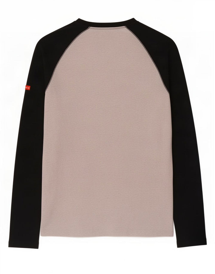 Superdry Haut à Manches Longues en Coton Colorblock Gris Moyen Homme