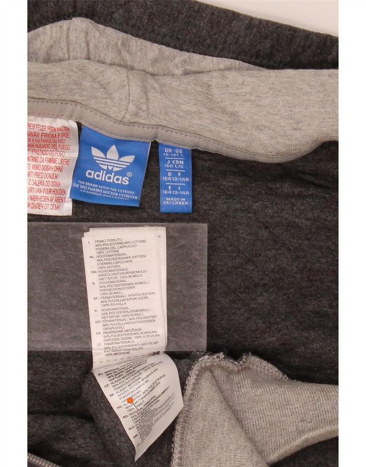 ADIDAS Boys Zip Hoodie Sweater 13-14 Years Grey Polyester Vintage Adidas and Second-Hand Adidas from Messina Hembry 