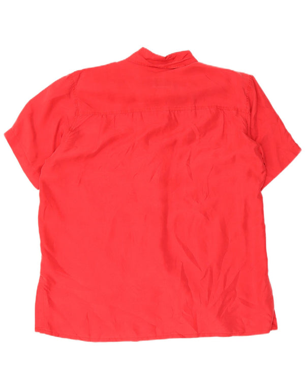 Brugi Chemisier surdimensionné à manches courtes pour femme UK 10 Petite soie rouge