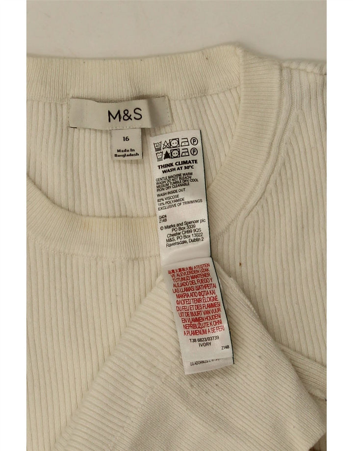 Marks & Spencer Haut à manches longues pour femme UK 16 Large Viscose blanche