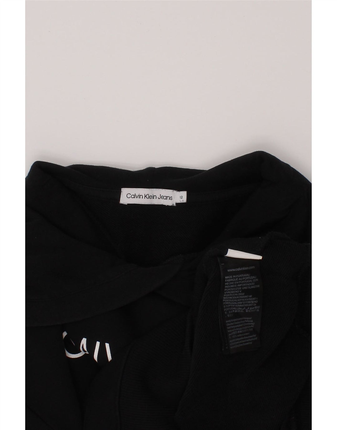 CALVIN KLEIN JEANS Pull à capuche court graphique pour fille 11-12 ans Noir