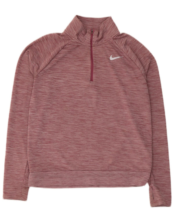 Nike Dri Fit Sweat-shirt à col zippé pour femme Taille S Bordeaux moucheté