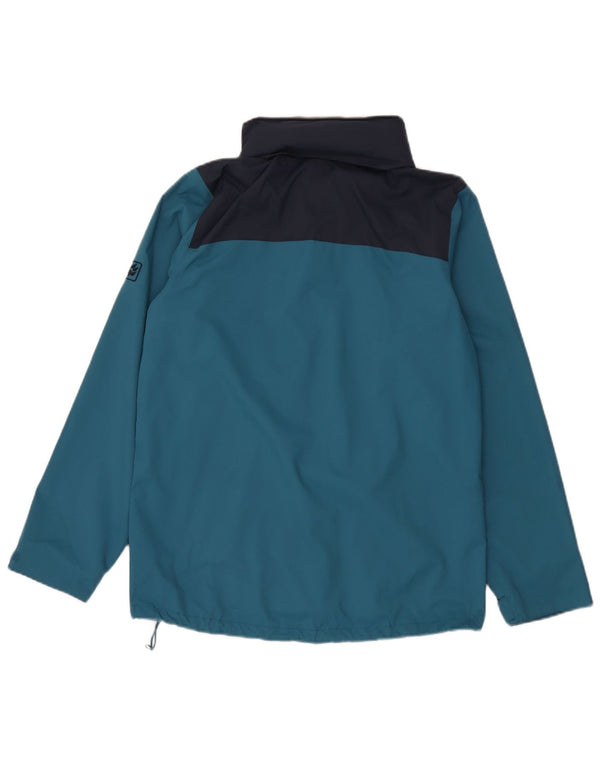 Jack Wolfskin Veste de pluie à capuche pour homme UK 34 Small Bleu Colorblock