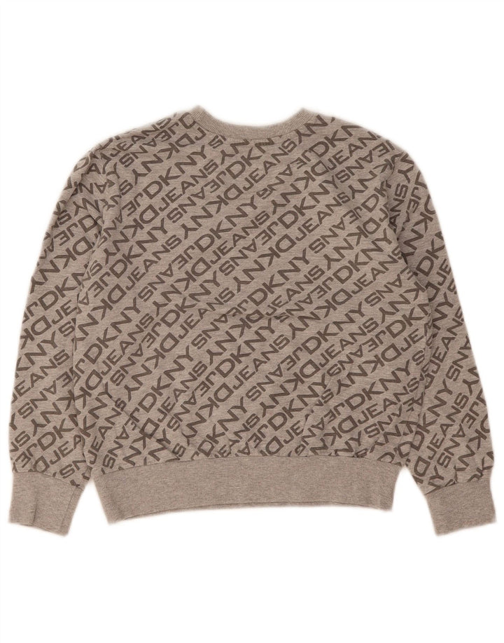 DKNY Boys Graphic Sweatshirt Jumper 7-8 Years Grey Cotton