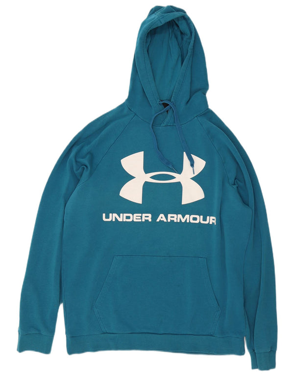 Under Armour Mens Graphic Hoodie Jumper Large Blue Cotton