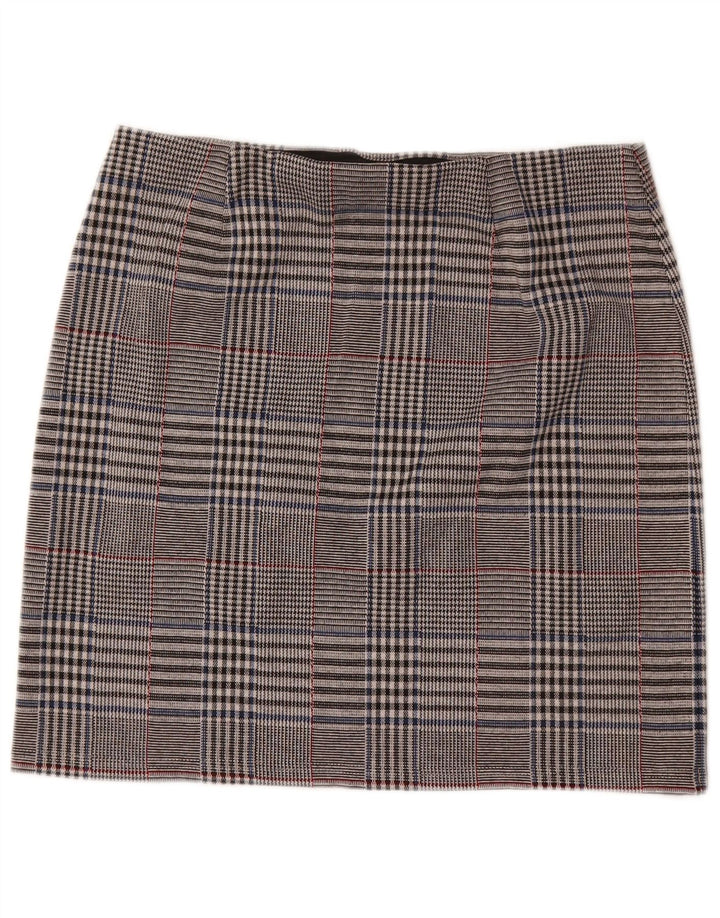 Marks & Spencer Jupe droite pour femme UK 14 Large W32 Gris à carreaux Polyester