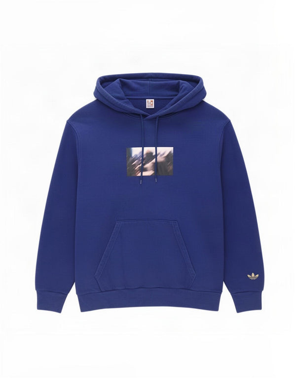 Adidas Mens Graphic Hoodie Jumper Medium Blue Cotton