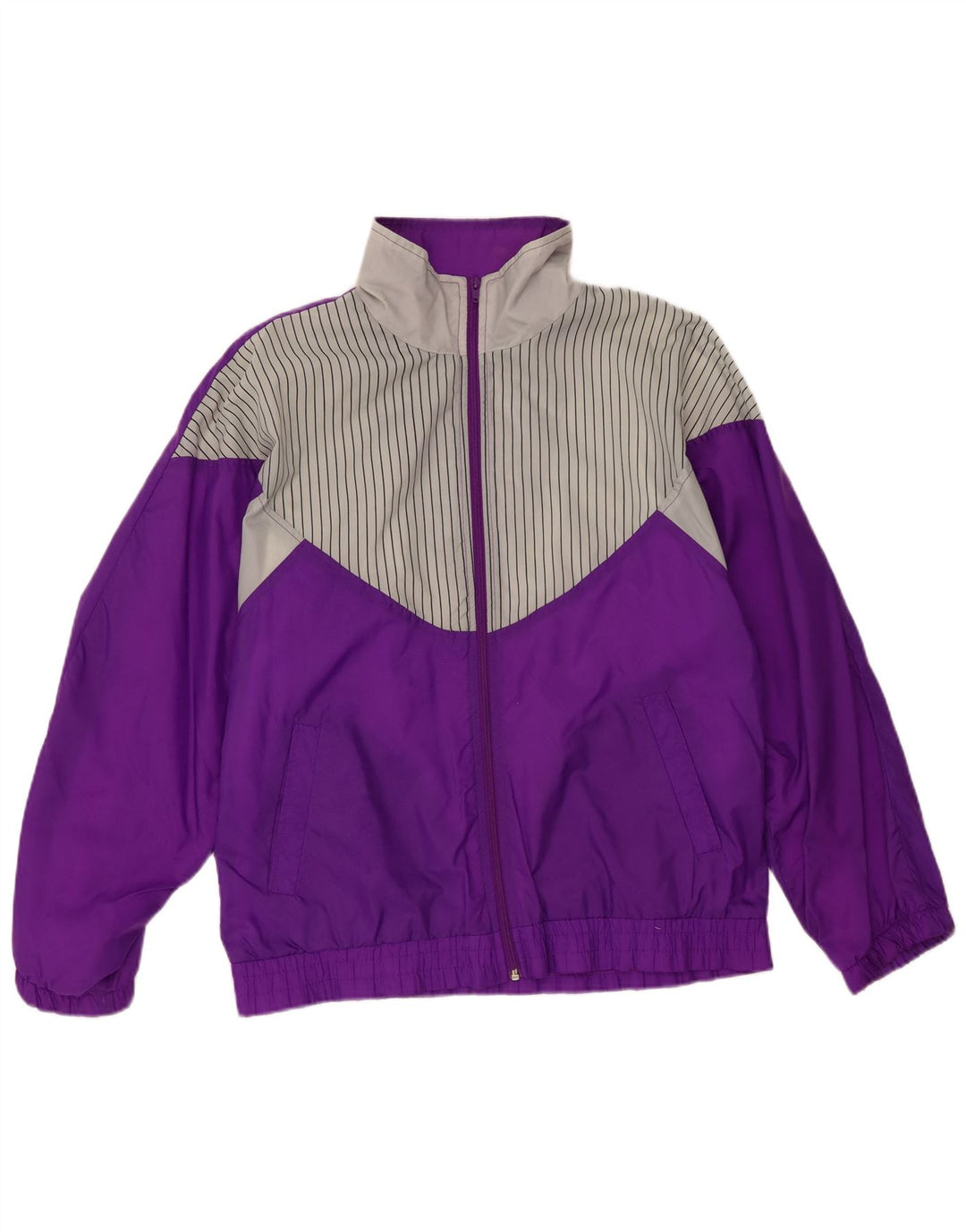 vintage Femmes Plein Survêtement EU 42 Grand Violet Rayé Polyamide