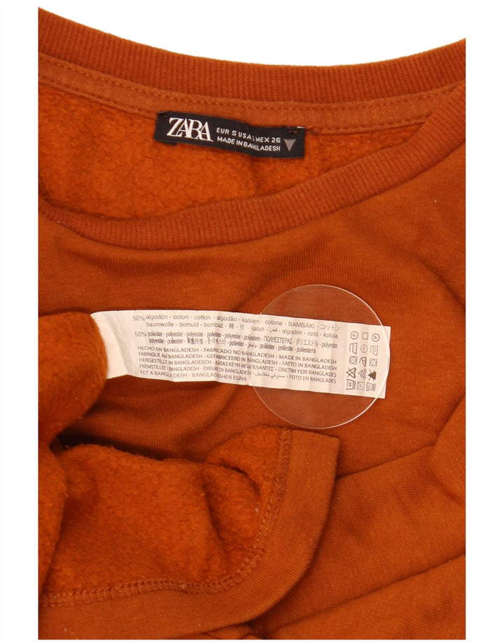 Zara Sweat-shirt surdimensionné pour femme UK 10 Petit coton marron