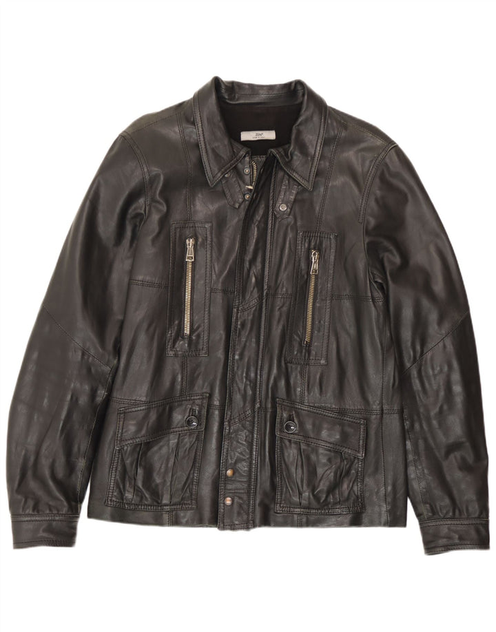 Zen Veste En Cuir Homme IT 52 Grand Cuir Noir
