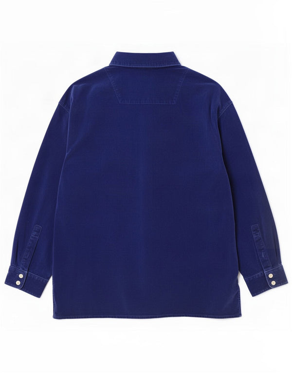 Chemise vintage en velours pour homme XL en coton bleu
