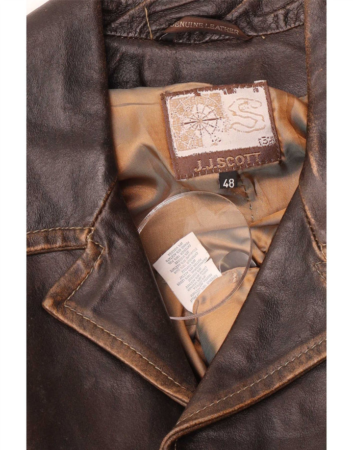 J.J.Scott Veste en cuir pour homme IT 48 Marron moyen