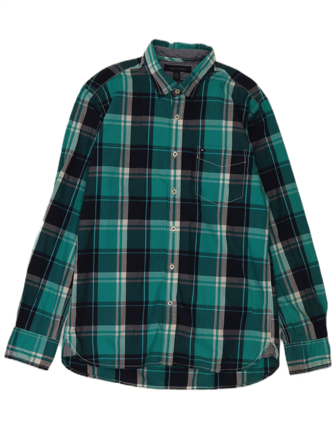 Tommy Hilfiger Chemise sur mesure pour homme en coton à carreaux bleu moyen