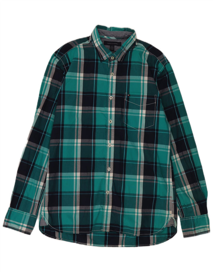 Tommy Hilfiger Chemise sur mesure pour homme en coton à carreaux bleu moyen