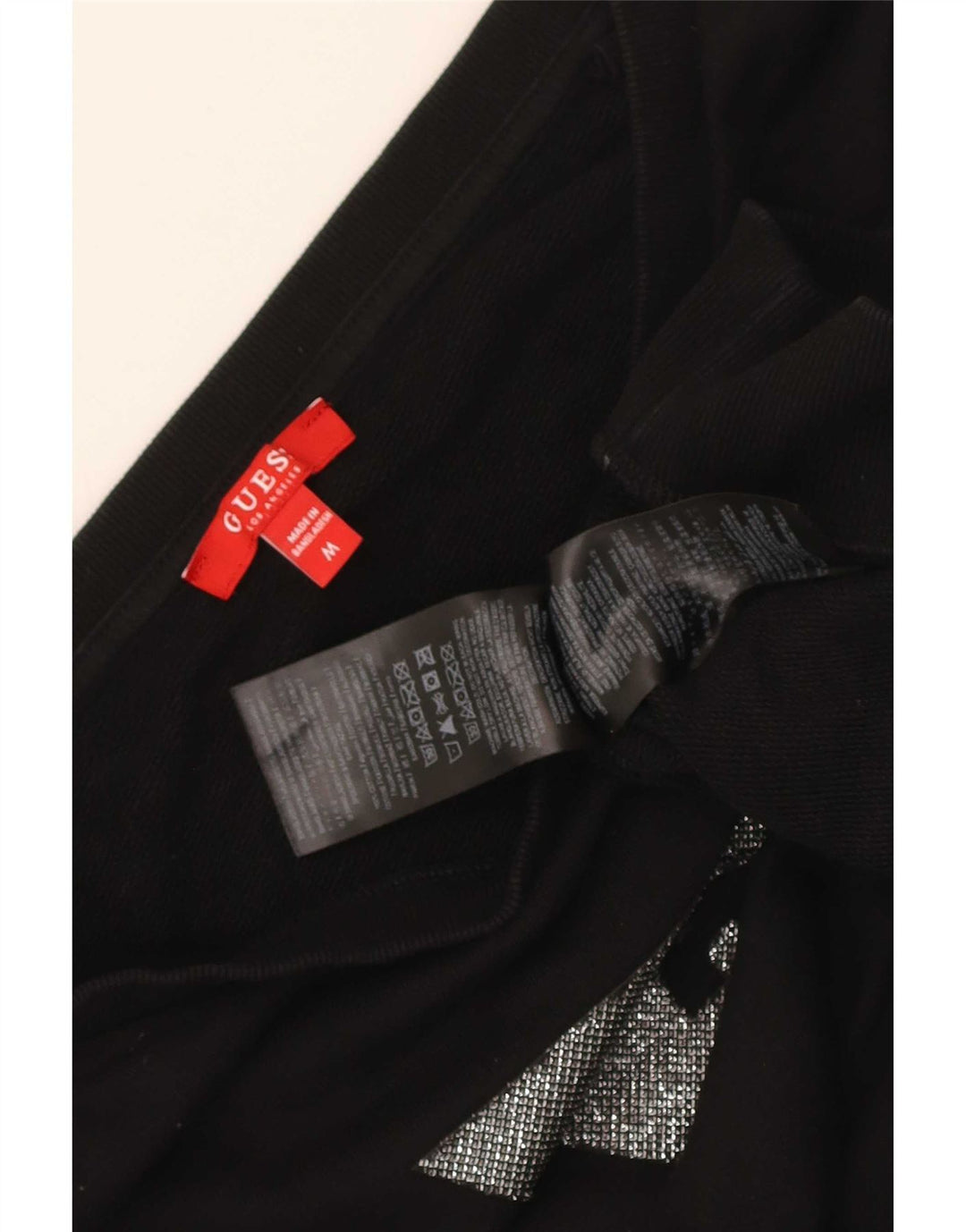Guess Sweat-shirt court graphique pour femme UK 14 en coton noir moyen