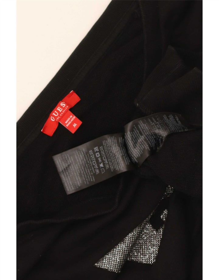 Guess Sweat-shirt court graphique pour femme UK 14 en coton noir moyen