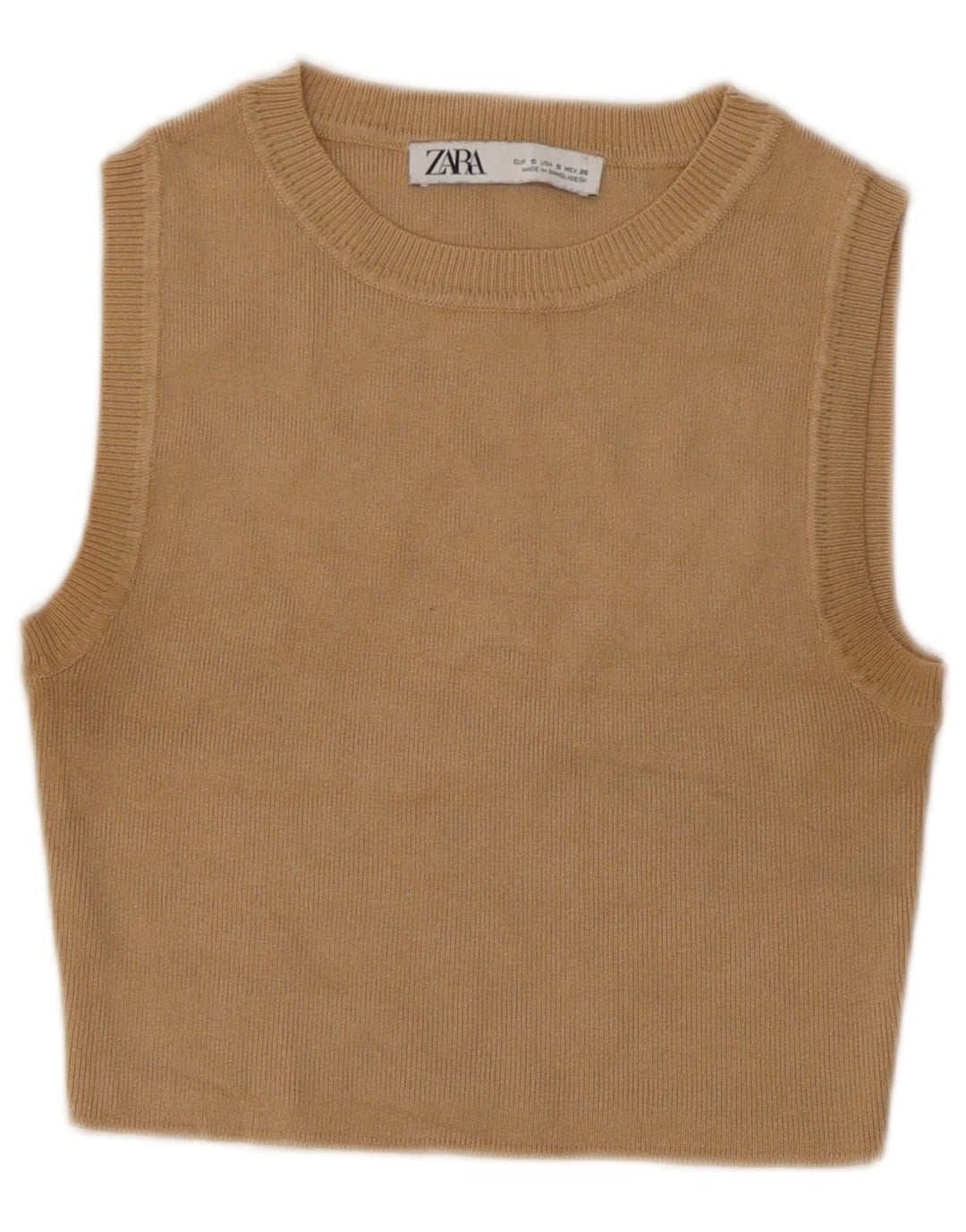 Zara Womens Crop Débardeur UK 10 Petit Beige