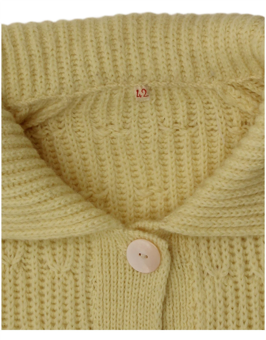 vintage Femme Cardigan Pull IT 42 Jaune Moyen