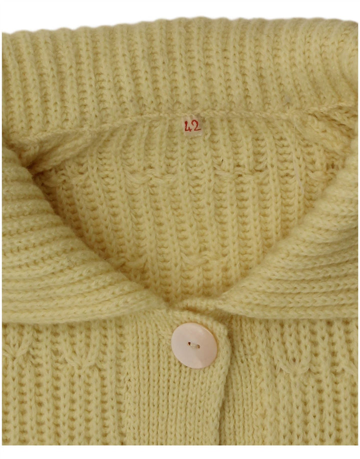 vintage Femme Cardigan Pull IT 42 Jaune Moyen
