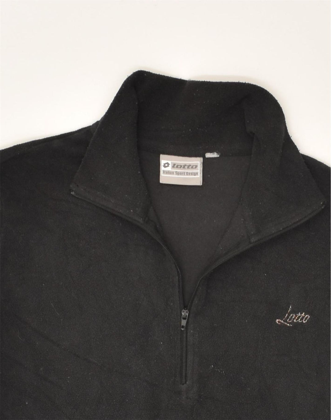 LOTTO Womens Zip Neck Fleece Jumper UK 14 Medium Black | Vintage Lotto | Thrift | Second-Hand Lotto | Used Clothing | Messina Hembry 