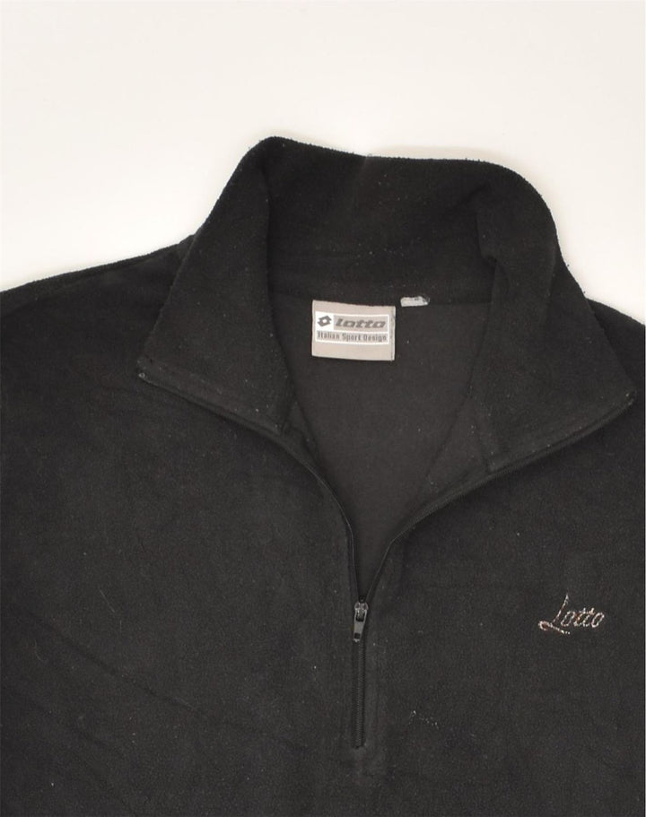 LOTTO Womens Zip Neck Fleece Jumper UK 14 Medium Black | Vintage Lotto | Thrift | Second-Hand Lotto | Used Clothing | Messina Hembry 