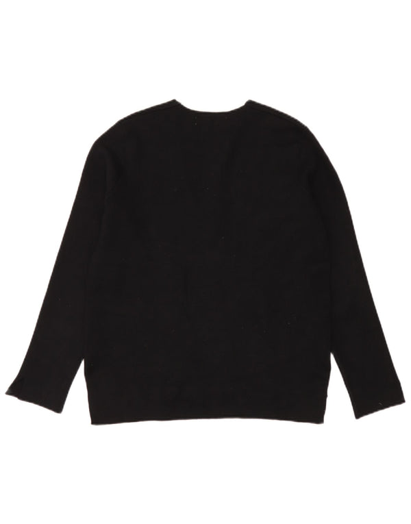 Zara Pull ample à col en V pour femme UK 10 Small Noir Viscose