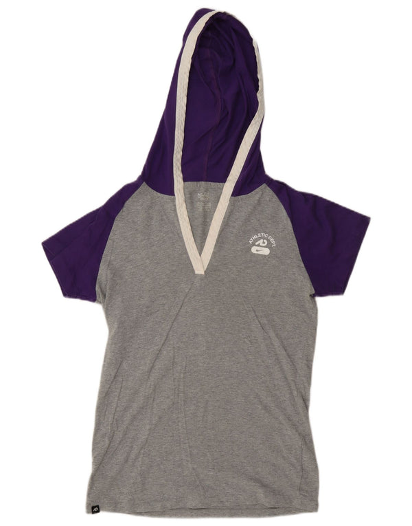 Nike T-shirt graphique à capuche pour femme UK 12/14 Gris moyen Colourblock