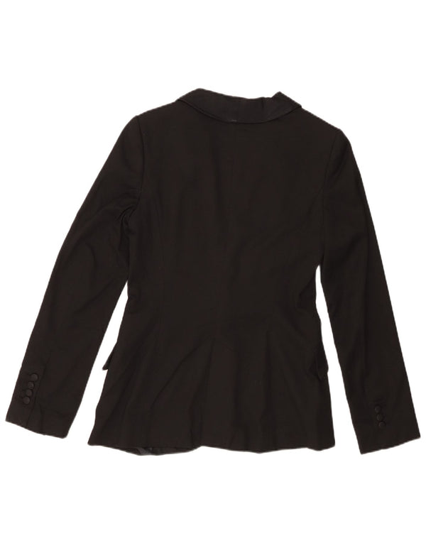 Zara Femme 1 Bouton Blazer Veste UK 8 Petit Noir Polyester