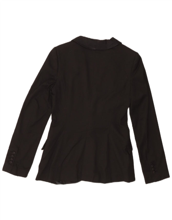 Zara Femme 1 Bouton Blazer Veste UK 8 Petit Noir Polyester