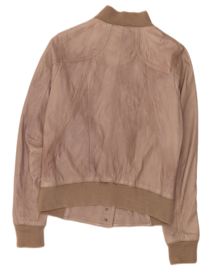 Zen Veste en cuir court pour femme UK 8 Petit cuir marron