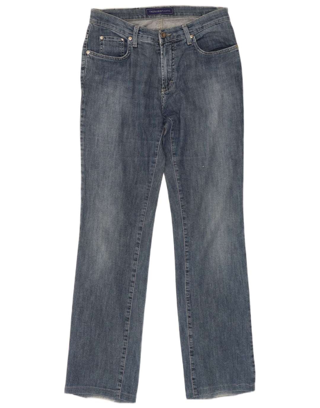 TRUSSARDI Jean Droit Femme W26 L30 Bleu Coton