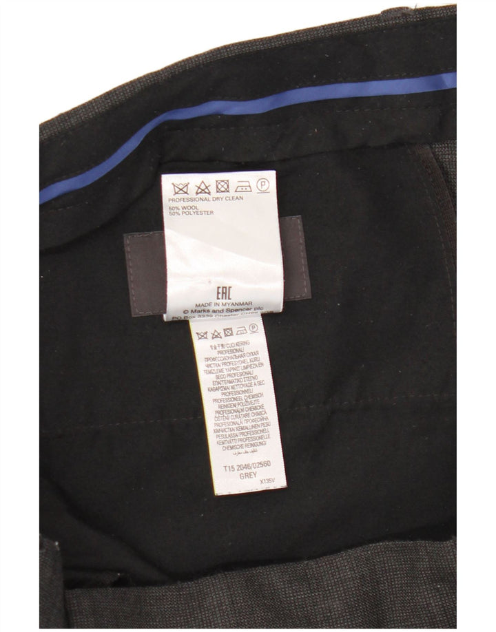 Marks & Spencer Pantalon de costume slim sur mesure pour homme W36 L33 Laine à carreaux gris
