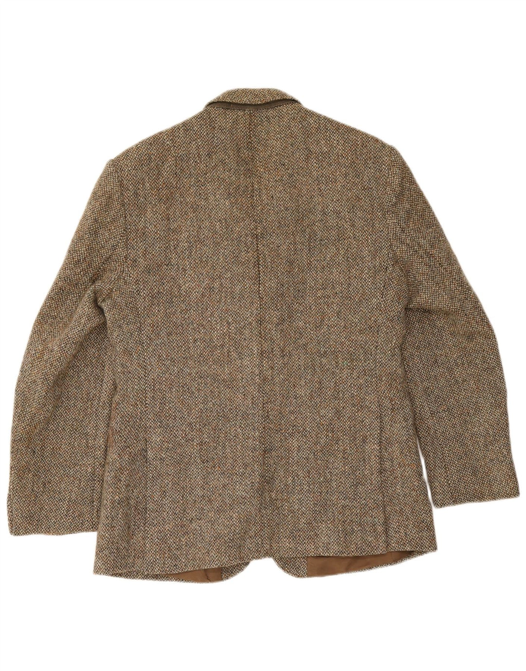 Harris Tweed Veste Blazer 2 Boutons pour Homme UK 40 Grande Laine à Chevrons Marron