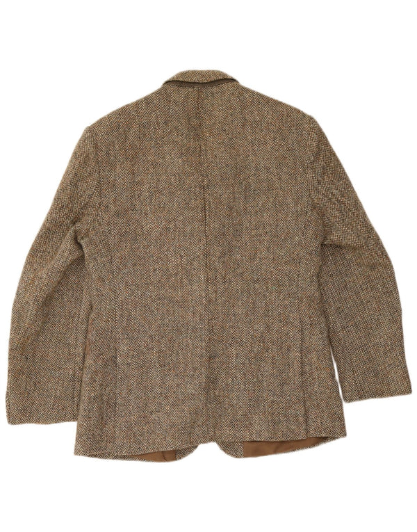 Harris Tweed Veste Blazer 2 Boutons pour Homme UK 40 Grande Laine à Chevrons Marron