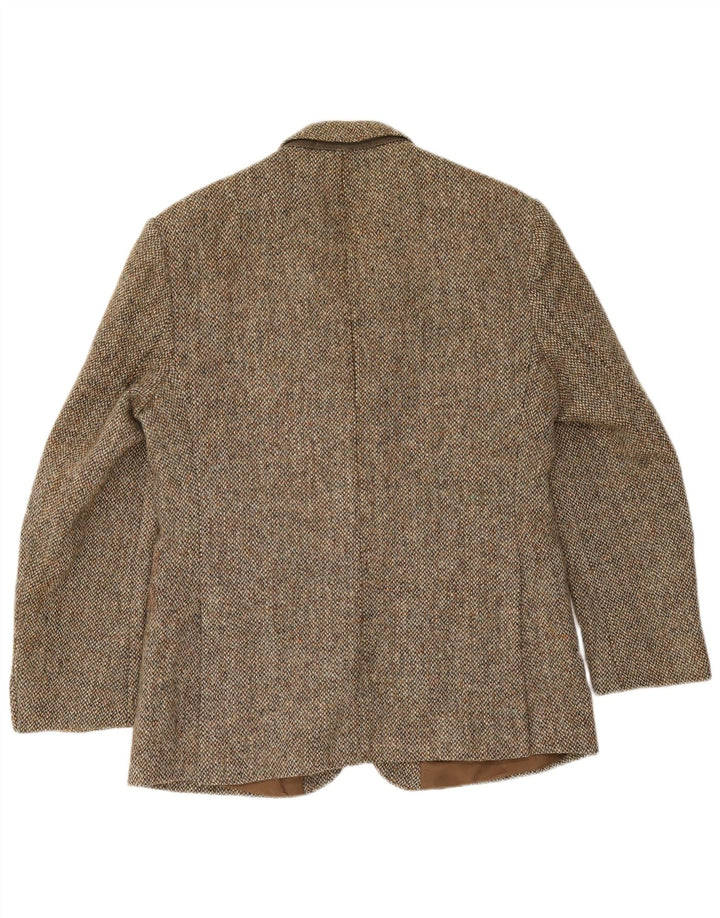 Harris Tweed Veste Blazer 2 Boutons pour Homme UK 40 Grande Laine à Chevrons Marron